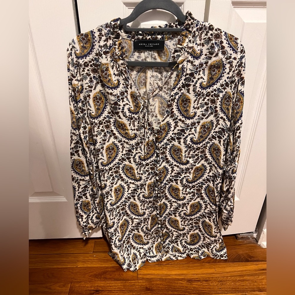 AKIRA Paisley printed long sleeve dress